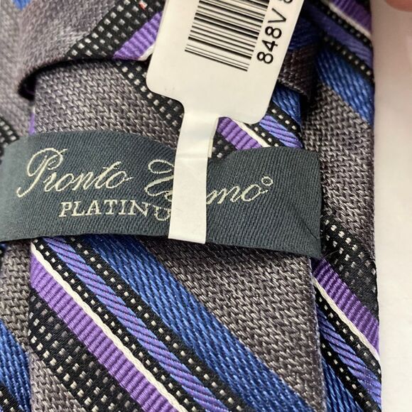 ProntoUomo platinum Mens wearhouse gray blue black lavender stripe X long - Picture 4 of 7